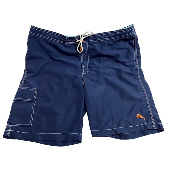 Tommy Bahama Blue Baja Beach Bathing Suit Mens Size XL Swim Trunks w/ Liner - Picture 1 of 8